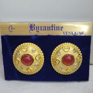 Vendome Gold and Red Byzantine Earrings